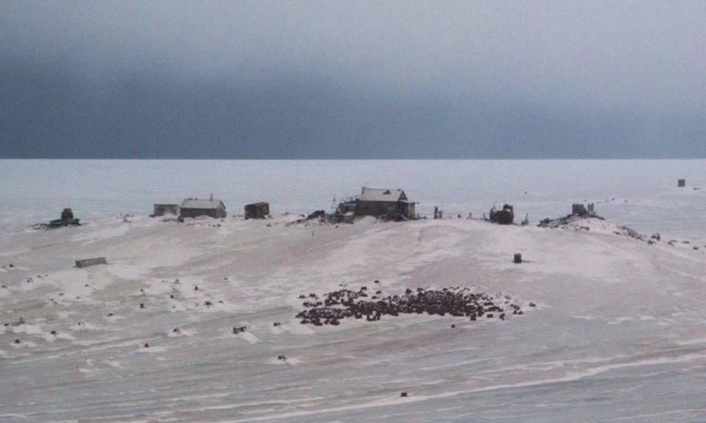 Полярная станция на острове Ушакова, ушедшая в море, вместе с айсбергом